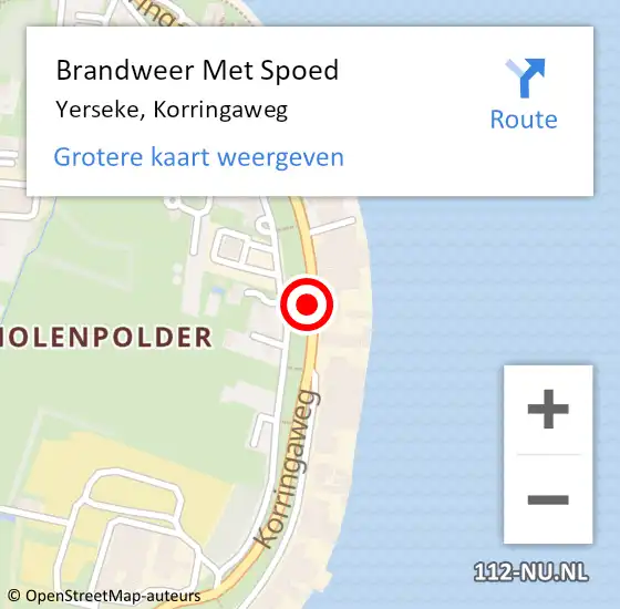 Locatie op kaart van de 112 melding: Brandweer Met Spoed Naar Yerseke, Korringaweg op 4 februari 2019 17:43