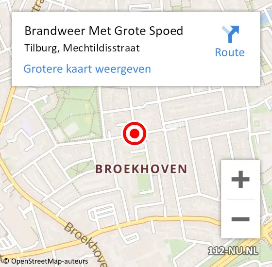 Locatie op kaart van de 112 melding: Brandweer Met Grote Spoed Naar Tilburg, Mechtildisstraat op 4 februari 2019 17:55