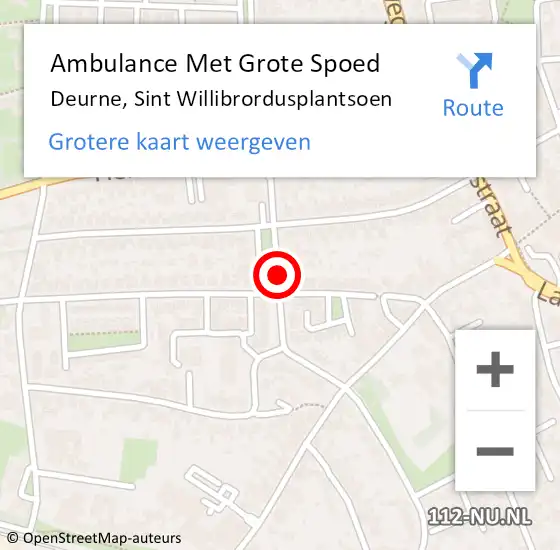 Locatie op kaart van de 112 melding: Ambulance Met Grote Spoed Naar Deurne, Sint Willibrordusplantsoen op 4 februari 2019 19:22