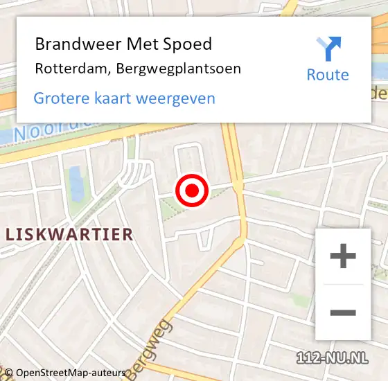 Locatie op kaart van de 112 melding: Brandweer Met Spoed Naar Rotterdam, Bergwegplantsoen op 4 februari 2019 19:33