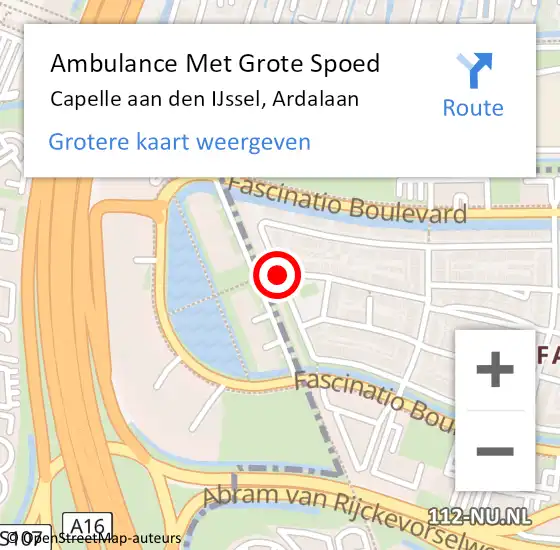 Locatie op kaart van de 112 melding: Ambulance Met Grote Spoed Naar Capelle aan den IJssel, Ardalaan op 4 februari 2019 20:31