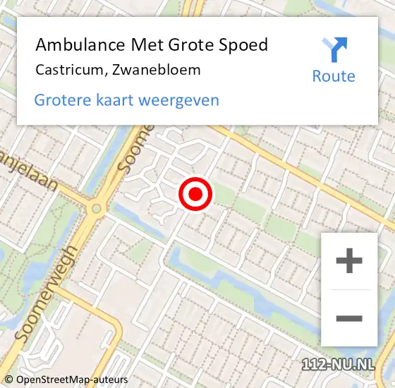 Locatie op kaart van de 112 melding: Ambulance Met Grote Spoed Naar Castricum, Zwanebloem op 4 februari 2019 22:03