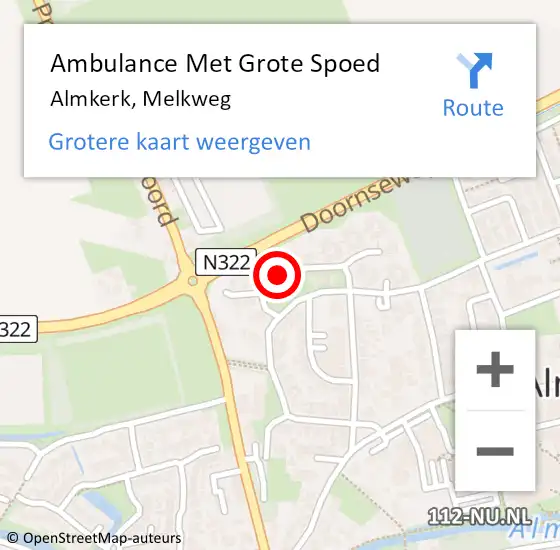 Locatie op kaart van de 112 melding: Ambulance Met Grote Spoed Naar Almkerk, Melkweg op 4 februari 2019 22:36