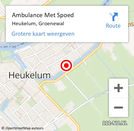 Locatie op kaart van de 112 melding: Ambulance Met Spoed Naar Heukelum, Groenewal op 4 februari 2019 22:50