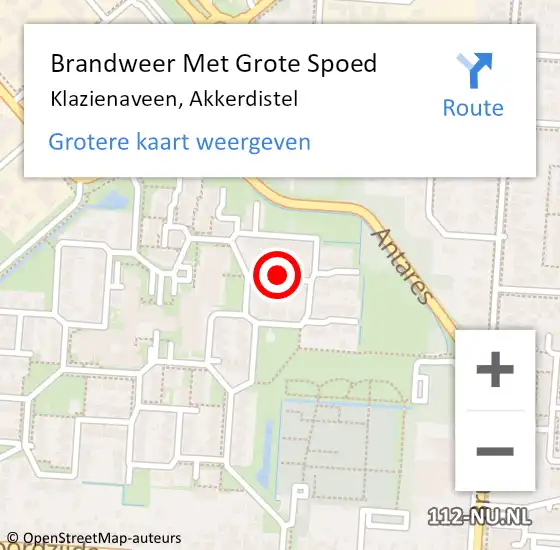 Locatie op kaart van de 112 melding: Brandweer Met Grote Spoed Naar Klazienaveen, Akkerdistel op 4 februari 2019 23:50