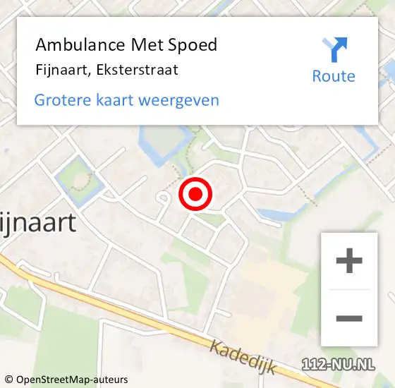 Locatie op kaart van de 112 melding: Ambulance Met Spoed Naar Fijnaart, Eksterstraat op 4 februari 2019 23:52