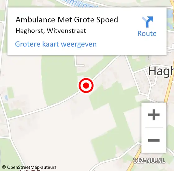 Locatie op kaart van de 112 melding: Ambulance Met Grote Spoed Naar Haghorst, Witvenstraat op 5 februari 2019 00:32