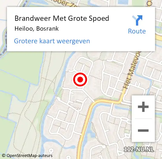 Locatie op kaart van de 112 melding: Brandweer Met Grote Spoed Naar Heiloo, Bosrank op 22 maart 2014 15:21