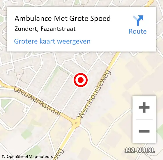 Locatie op kaart van de 112 melding: Ambulance Met Grote Spoed Naar Zundert, Fazantstraat op 5 februari 2019 05:54