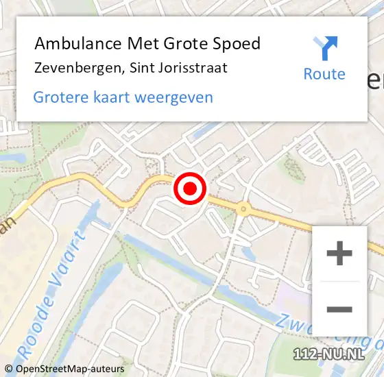 Locatie op kaart van de 112 melding: Ambulance Met Grote Spoed Naar Zevenbergen, Sint Jorisstraat op 5 februari 2019 05:57