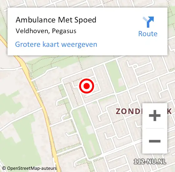 Locatie op kaart van de 112 melding: Ambulance Met Spoed Naar Veldhoven, Pegasus op 5 februari 2019 07:46