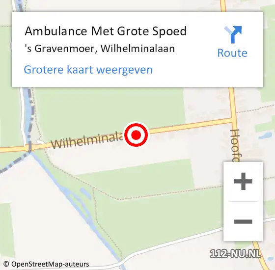 Locatie op kaart van de 112 melding: Ambulance Met Grote Spoed Naar 's Gravenmoer, Wilhelminalaan op 5 februari 2019 08:10