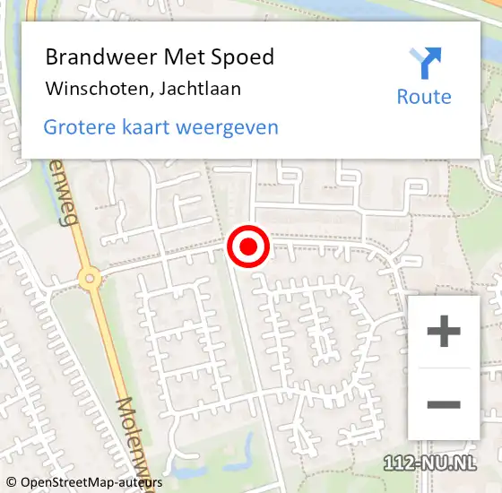 Locatie op kaart van de 112 melding: Brandweer Met Spoed Naar Winschoten, Jachtlaan op 5 februari 2019 08:35