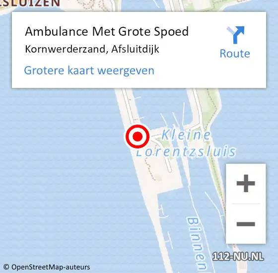 Locatie op kaart van de 112 melding: Ambulance Met Grote Spoed Naar Kornwerderzand, Afsluitdijk op 22 maart 2014 15:37