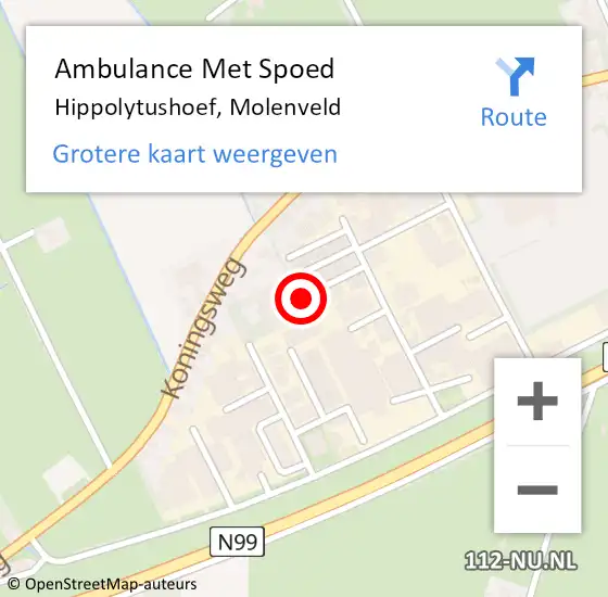 Locatie op kaart van de 112 melding: Ambulance Met Spoed Naar Hippolytushoef, Molenveld op 5 februari 2019 09:55