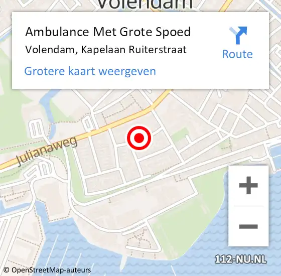 Locatie op kaart van de 112 melding: Ambulance Met Grote Spoed Naar Volendam, Kapelaan Ruiterstraat op 5 februari 2019 11:04