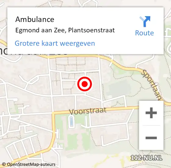 Locatie op kaart van de 112 melding: Ambulance Egmond aan Zee, Plantsoenstraat op 5 februari 2019 12:15