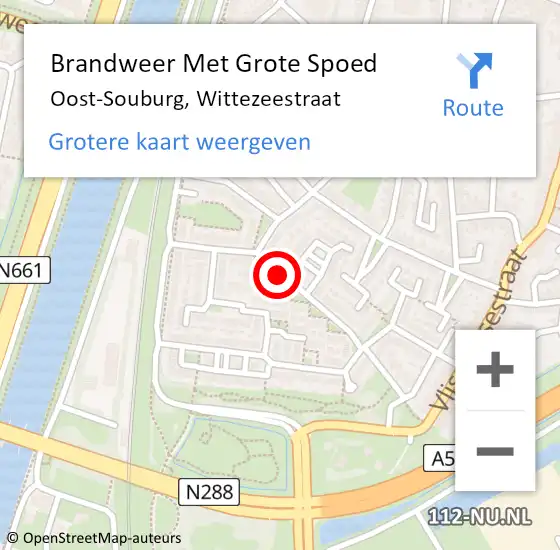 Locatie op kaart van de 112 melding: Brandweer Met Grote Spoed Naar Oost-Souburg, Wittezeestraat op 5 februari 2019 12:27