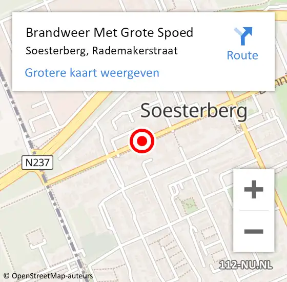 Locatie op kaart van de 112 melding: Brandweer Met Grote Spoed Naar Soesterberg, Rademakerstraat op 5 februari 2019 12:44