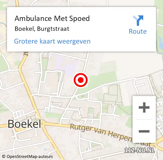 Locatie op kaart van de 112 melding: Ambulance Met Spoed Naar Boekel, Burgtstraat op 5 februari 2019 13:12