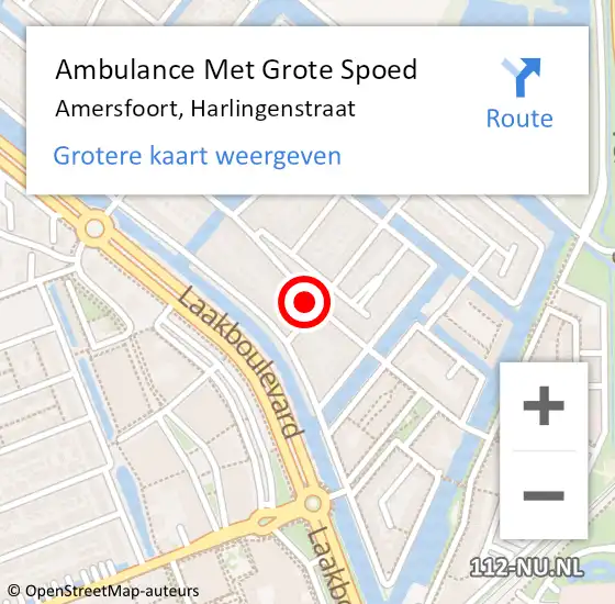 Locatie op kaart van de 112 melding: Ambulance Met Grote Spoed Naar Amersfoort, Harlingenstraat op 22 maart 2014 16:15