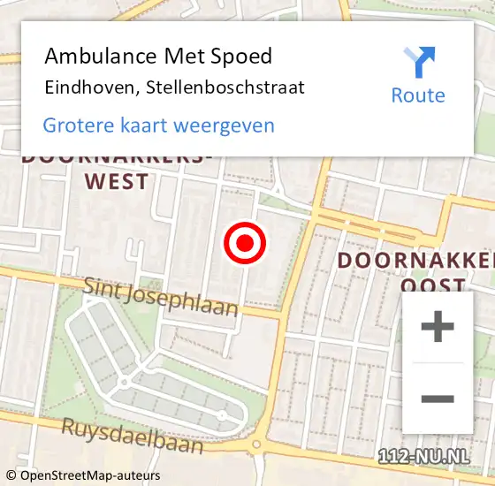 Locatie op kaart van de 112 melding: Ambulance Met Spoed Naar Eindhoven, Stellenboschstraat op 5 februari 2019 15:00