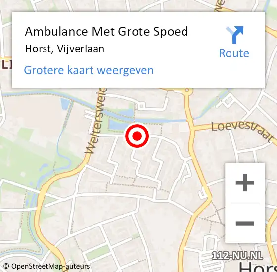 Locatie op kaart van de 112 melding: Ambulance Met Grote Spoed Naar Horst, Vijverlaan op 5 februari 2019 15:19