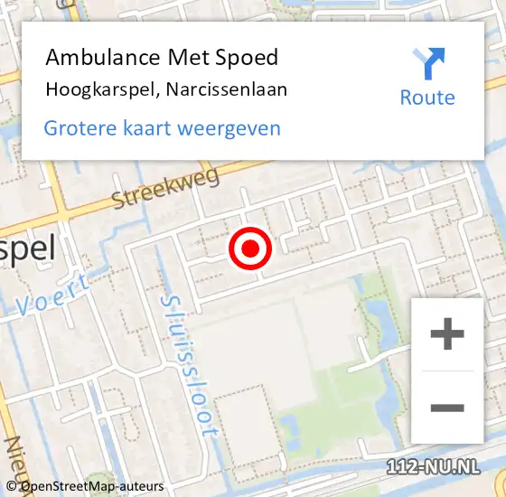 Locatie op kaart van de 112 melding: Ambulance Met Spoed Naar Hoogkarspel, Narcissenlaan op 5 februari 2019 17:08