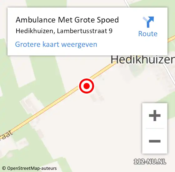 Locatie op kaart van de 112 melding: Ambulance Met Grote Spoed Naar Hedikhuizen, Lambertusstraat 9 op 5 februari 2019 17:29