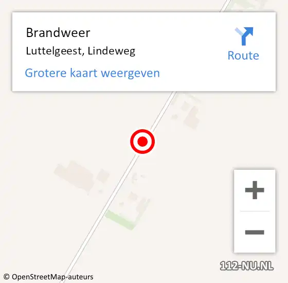 Locatie op kaart van de 112 melding: Brandweer Luttelgeest, Lindeweg op 5 februari 2019 18:14