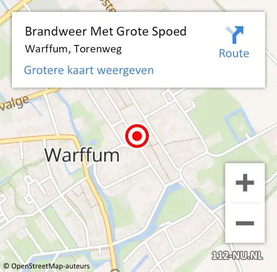 Locatie op kaart van de 112 melding: Brandweer Met Grote Spoed Naar Warffum, Torenweg op 22 maart 2014 16:38