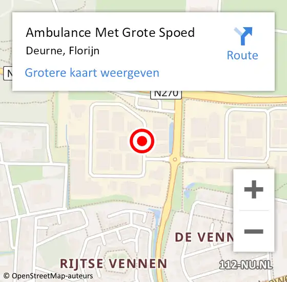 Locatie op kaart van de 112 melding: Ambulance Met Grote Spoed Naar Deurne, Florijn op 5 februari 2019 18:31