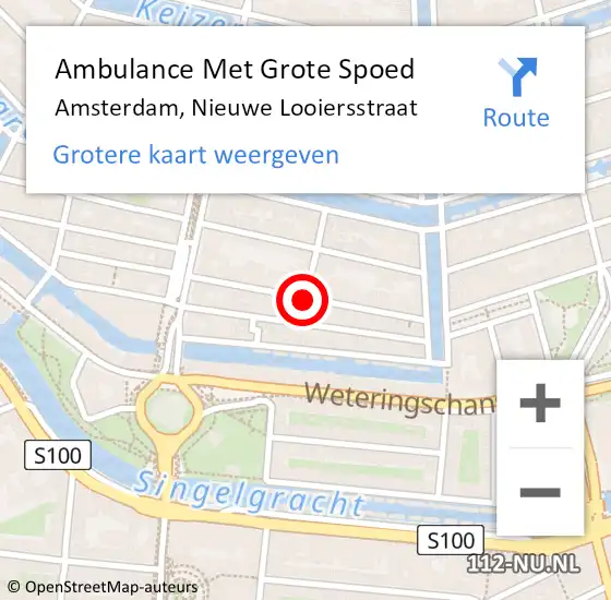 Locatie op kaart van de 112 melding: Ambulance Met Grote Spoed Naar Amsterdam, Nieuwe Looiersstraat op 5 februari 2019 19:11