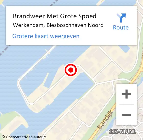 Locatie op kaart van de 112 melding: Brandweer Met Grote Spoed Naar Werkendam, Biesboschhaven Noord op 5 februari 2019 19:15