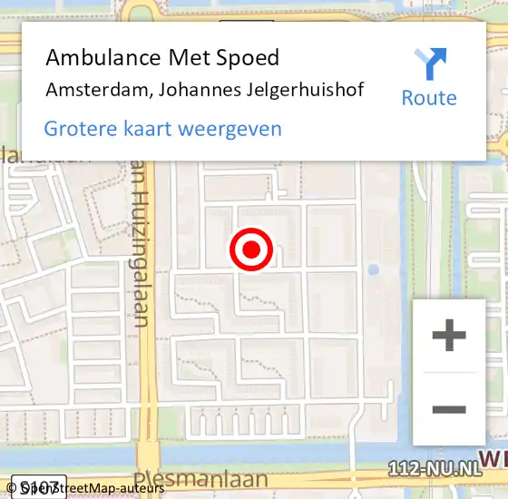 Locatie op kaart van de 112 melding: Ambulance Met Spoed Naar Amsterdam, Johannes Jelgerhuishof op 5 februari 2019 20:01