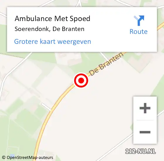 Locatie op kaart van de 112 melding: Ambulance Met Spoed Naar Soerendonk, De Branten op 5 februari 2019 20:26