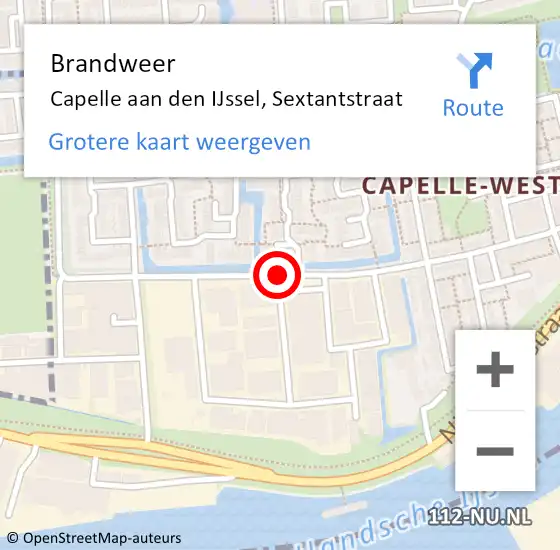 Locatie op kaart van de 112 melding: Brandweer Capelle aan den IJssel, Sextantstraat op 5 februari 2019 20:59