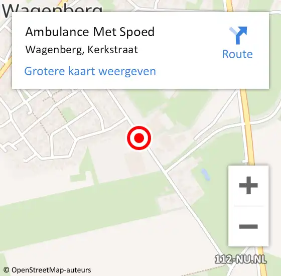 Locatie op kaart van de 112 melding: Ambulance Met Spoed Naar Wagenberg, Kerkstraat op 5 februari 2019 21:22