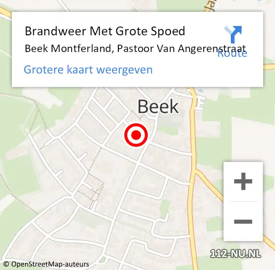 Locatie op kaart van de 112 melding: Brandweer Met Grote Spoed Naar Beek Montferland, Pastoor Van Angerenstraat op 5 februari 2019 21:31