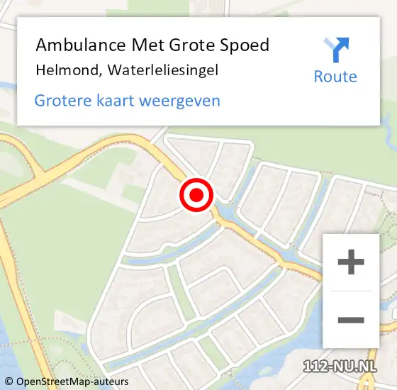 Locatie op kaart van de 112 melding: Ambulance Met Grote Spoed Naar Helmond, Waterleliesingel op 5 februari 2019 22:08