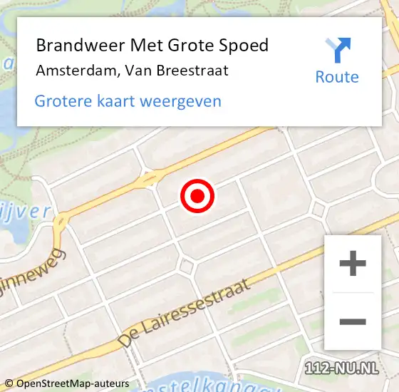 Locatie op kaart van de 112 melding: Brandweer Met Grote Spoed Naar Amsterdam, Van Breestraat op 5 februari 2019 23:31