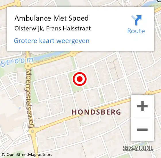 Locatie op kaart van de 112 melding: Ambulance Met Spoed Naar Oisterwijk, Frans Halsstraat op 5 februari 2019 23:37