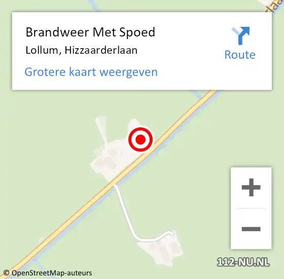 Locatie op kaart van de 112 melding: Brandweer Met Spoed Naar Lollum, Hizzaarderlaan op 22 maart 2014 16:59