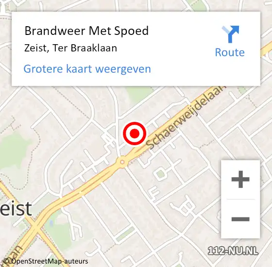 Locatie op kaart van de 112 melding: Brandweer Met Spoed Naar Zeist, Ter Braaklaan op 6 februari 2019 00:08