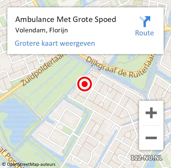 Locatie op kaart van de 112 melding: Ambulance Met Grote Spoed Naar Volendam, Florijn op 6 februari 2019 02:19