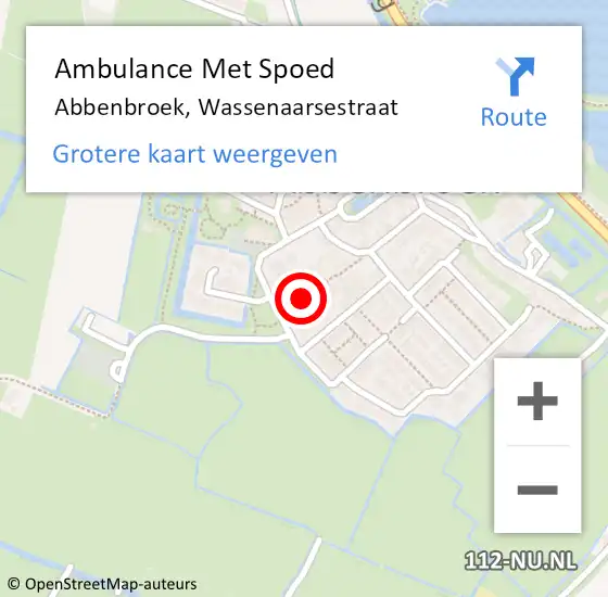 Locatie op kaart van de 112 melding: Ambulance Met Spoed Naar Abbenbroek, Wassenaarsestraat op 6 februari 2019 03:42