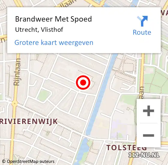 Locatie op kaart van de 112 melding: Brandweer Met Spoed Naar Utrecht, Vlisthof op 6 februari 2019 05:38