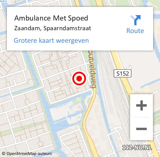 Locatie op kaart van de 112 melding: Ambulance Met Spoed Naar Zaandam, Spaarndamstraat op 6 februari 2019 05:47