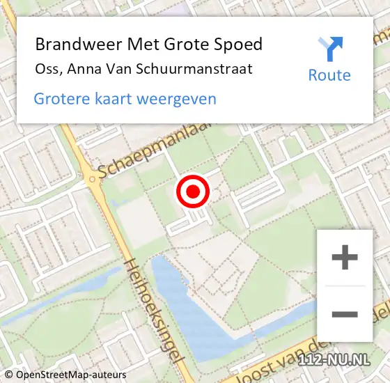 Locatie op kaart van de 112 melding: Brandweer Met Grote Spoed Naar Oss, Anna Van Schuurmanstraat op 6 februari 2019 05:50