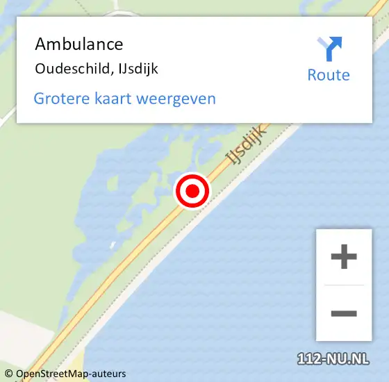 Locatie op kaart van de 112 melding: Ambulance Oosterend Nh, IJsdijk op 6 februari 2019 06:39
